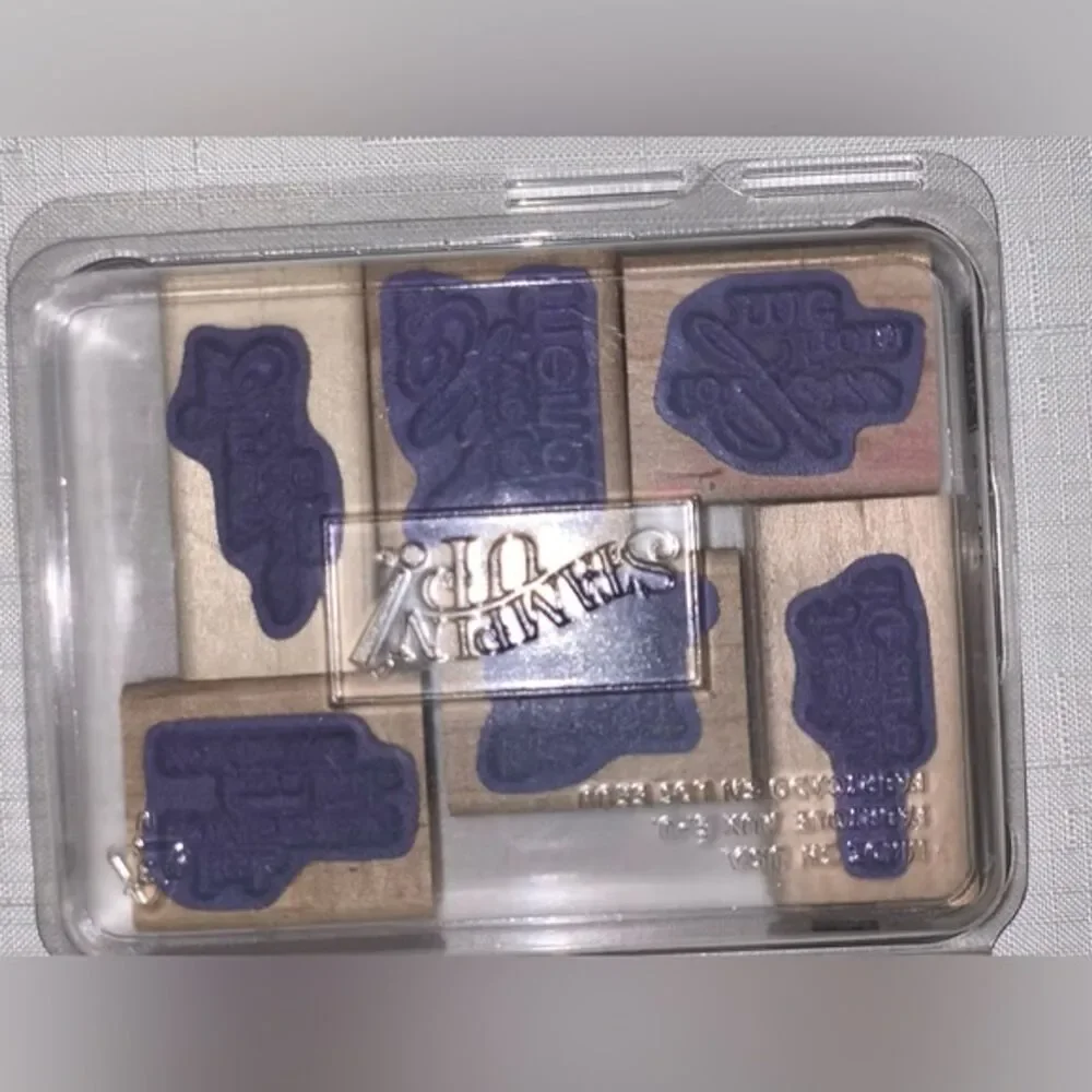STAMPIN' UP! Best Yet Stamp Set of 6 Rubber Wood Mount Occasion Holiday Greeting